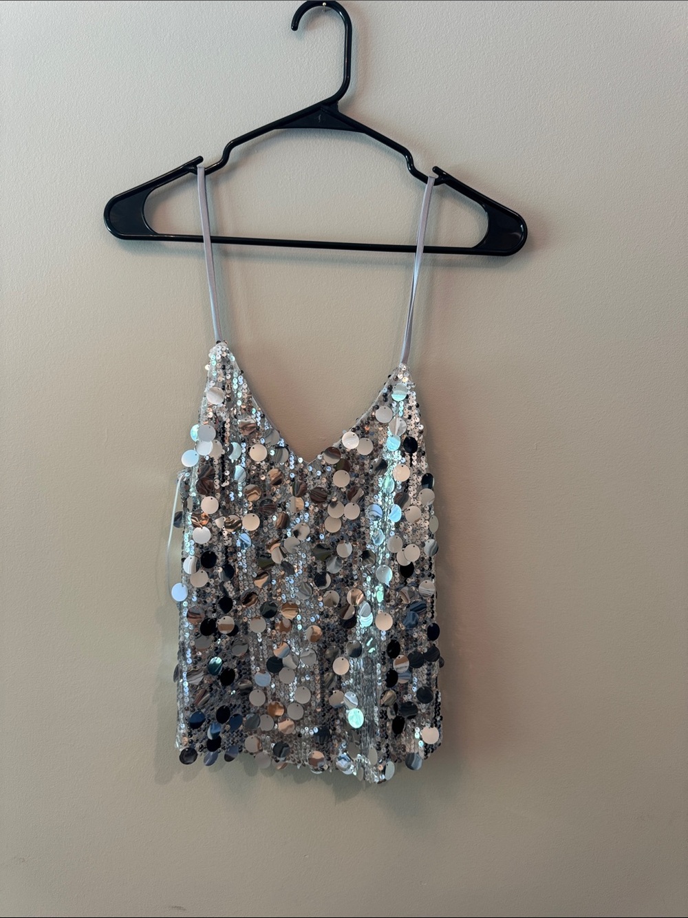 Deluc Silver Sequin Cami Top